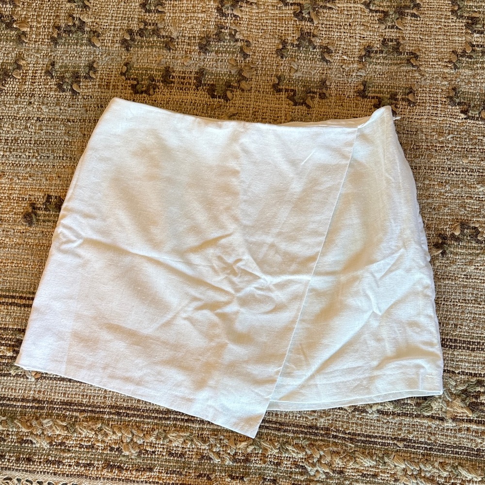 White Linen Wrap Skort